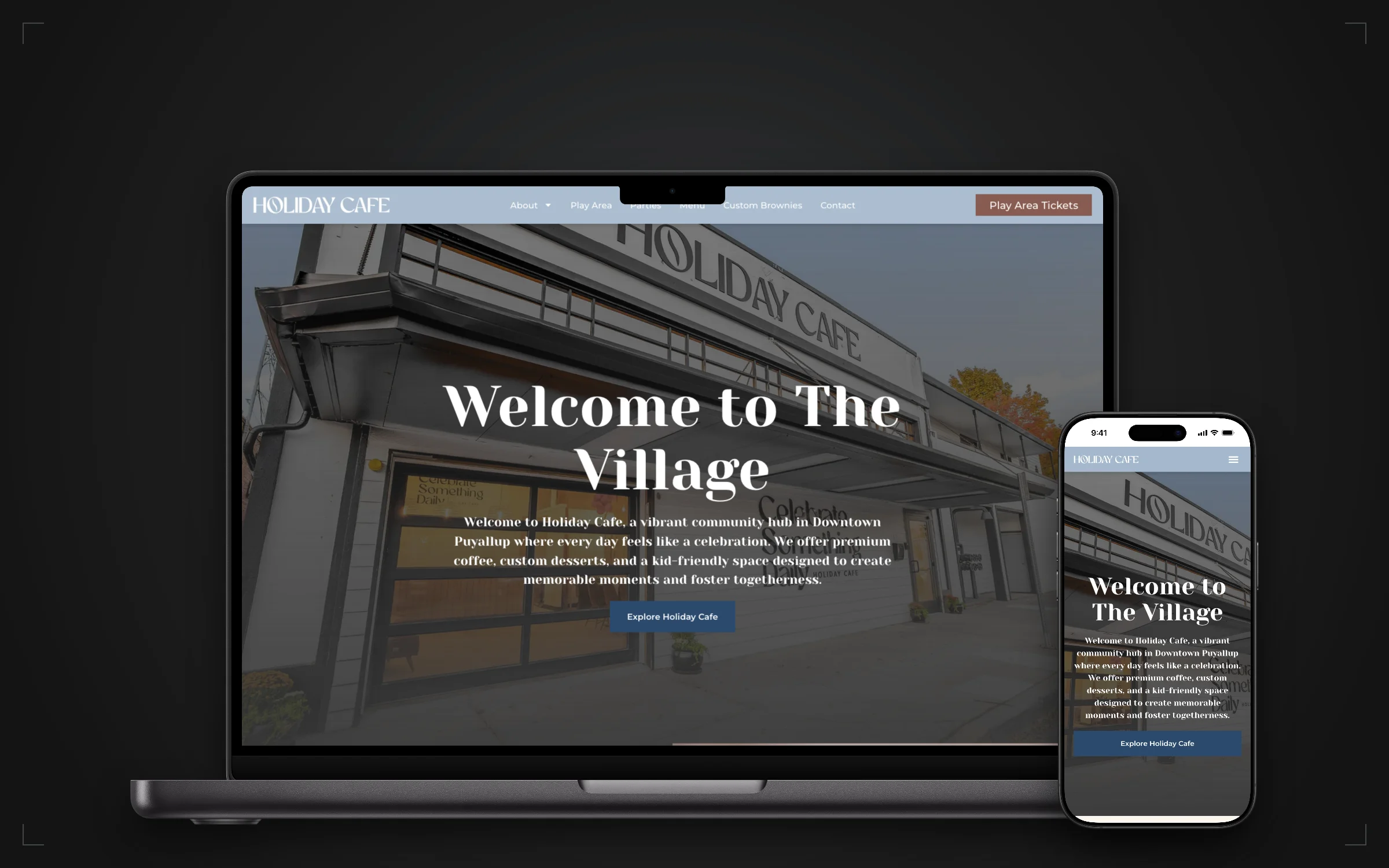 Holiday Cafe — Case Study · WebWerks Dev — desktop and mobile composition